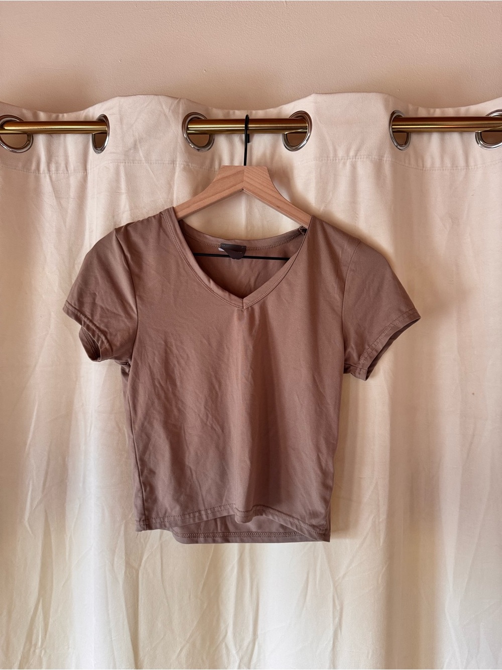 Olivia Rae V-Neck Crop Top - Taupe Brown